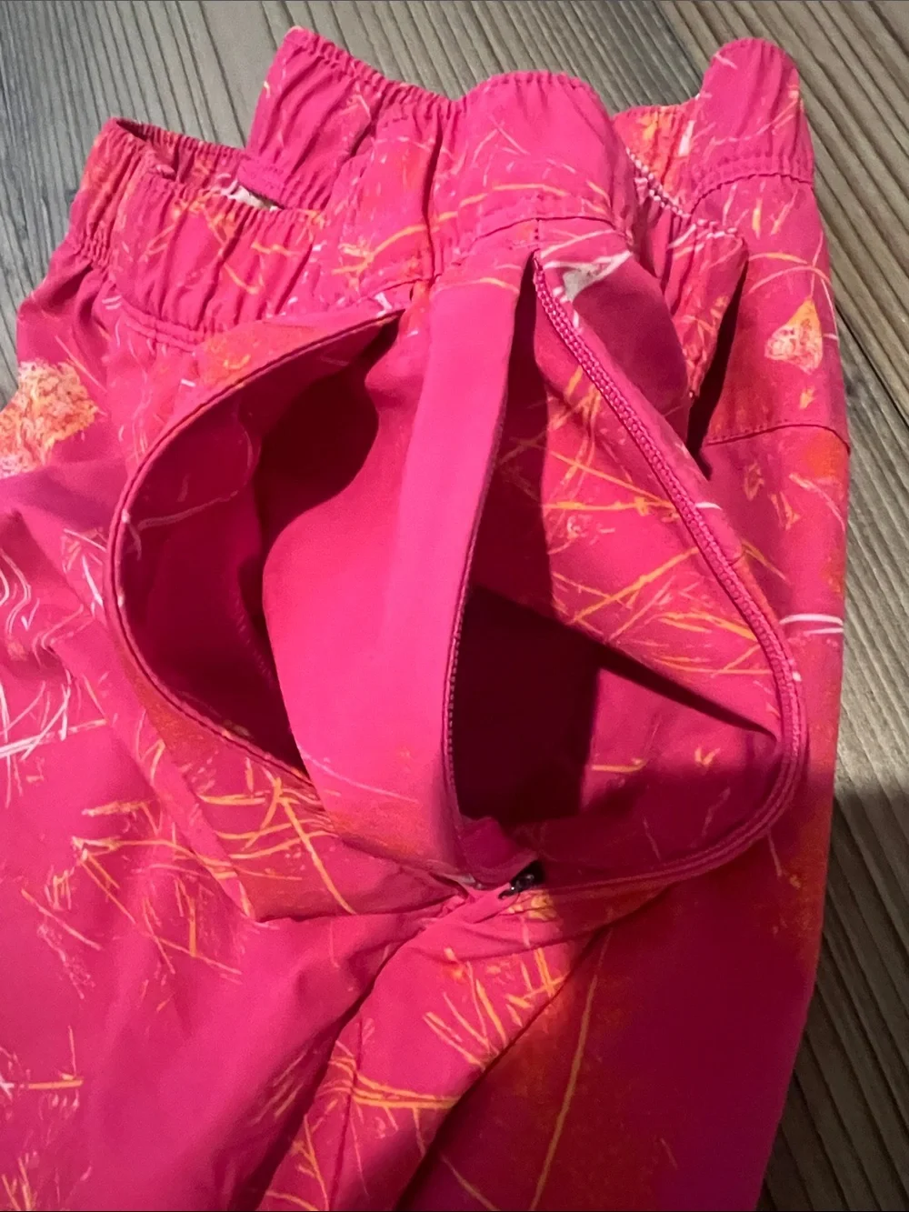 The North Face Men’s Hot Pink & Orange Patterned Swim Trunks